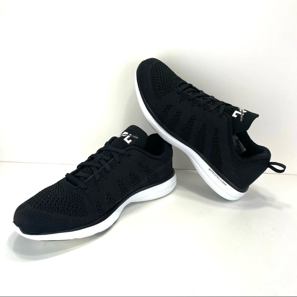 APL Techloom Pro Women Running Shoes Sz 7 Black Knit Laced Slip-On Comfy Sneaker
